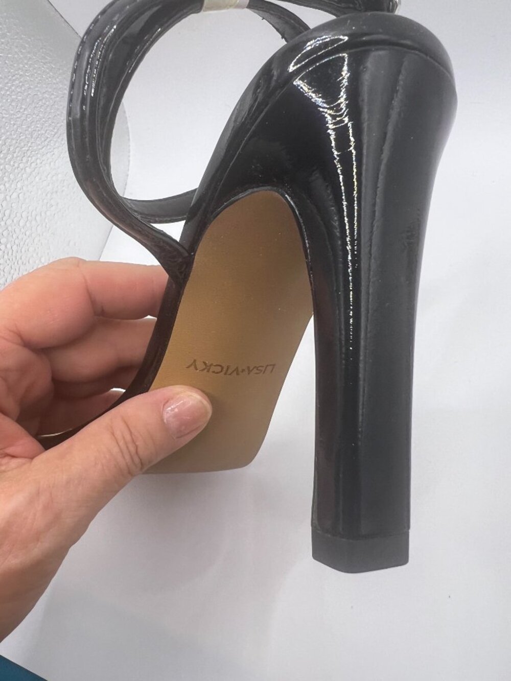 Lisa Vicky Balck Patent Ankle Strap Dress Sandal Size 7.5 M - Never Worn - Picture 8 of 8